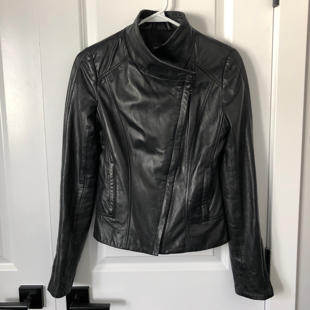 COPY - Danier Asymmetrical Zip Front Black Leather Jacket